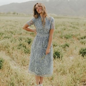 NWT Size Large Lucky Lace Midi in Dusty Blue